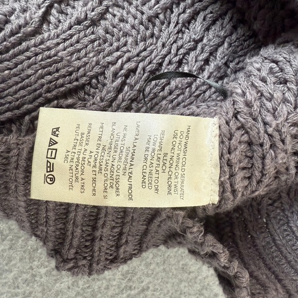 Free People Isla Cable Knit Sweater Long Sleeve Oversized Gray Womens Size Large - Picture 9 of 14